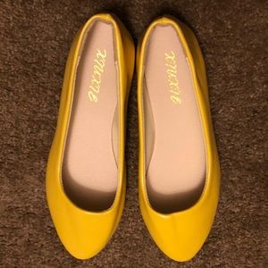 Yellow flats slip on shoes